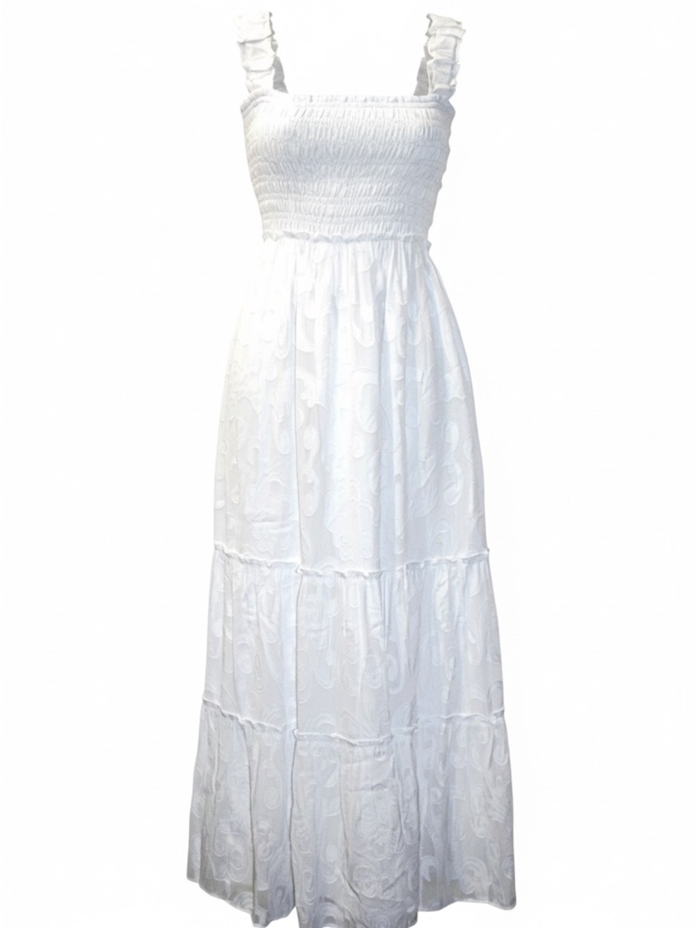 LILLY PULITZER Hadly Smocked Bodice Maxi Dress Resort White Crepe Swirl  XL $248 - Picture 5 of 15